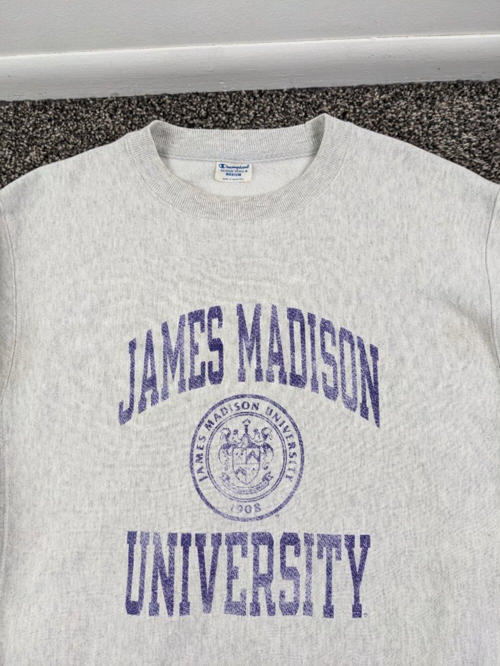 Vintage James Madison Sweatshirt Champion JMU Dukes Reverse Weave Mens Medium